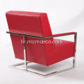 Elegantna moderna kožna fotelja s okvirom od nehrđajućeg čelika